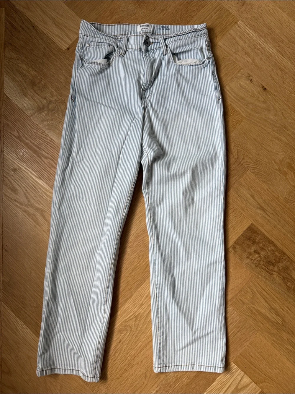 Kensie Slim Straight Light Blue Pinstripe Jeans